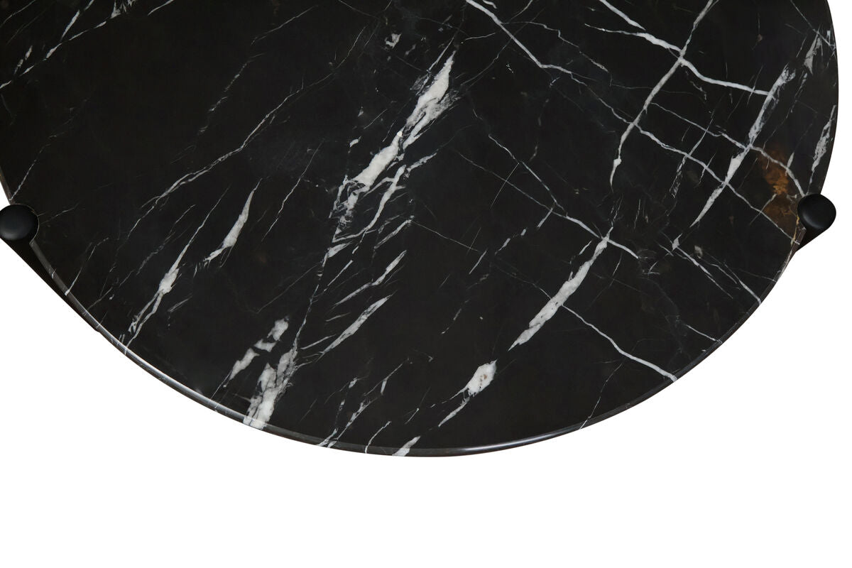 Mango Black Finish Wood Black and White Marble Top Coffee Table | Wilbur
