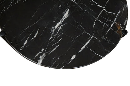 Mango Black Finish Wood Black and White Marble Top Coffee Table | Wilbur