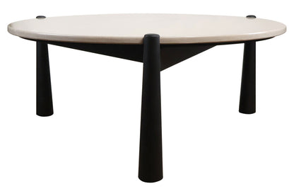 Mango Black Finish Wood Cream Marble Top Coffee Table | Wilbur