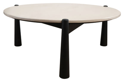 Mango Black Finish Wood Cream Marble Top Coffee Table | Wilbur