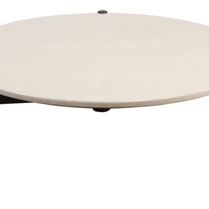 Wilbur Cream Marble and Black Finish Mango Wood Coffee Table