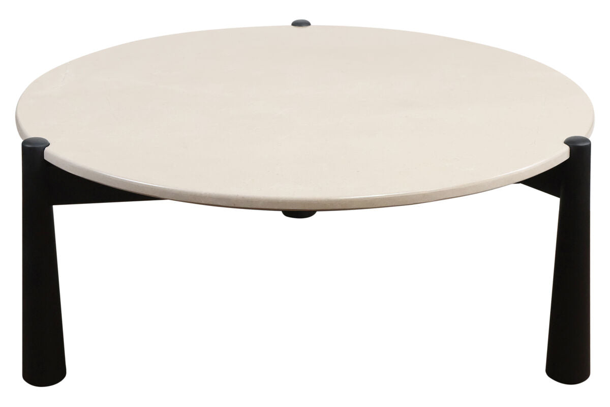 Mango Black Finish Wood Cream Marble Top Coffee Table | Wilbur