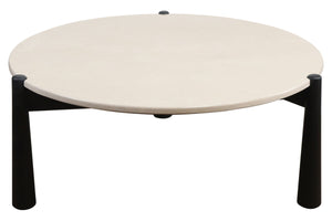 Mango Black Finish Wood Cream Marble Top Coffee Table | Wilbur