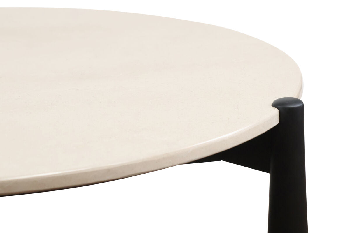 Mango Black Finish Wood Cream Marble Top Coffee Table | Wilbur