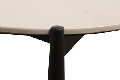 Mango Black Finish Wood Cream Marble Top Coffee Table | Wilbur