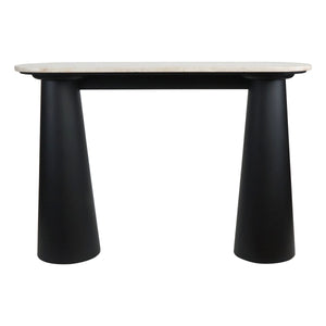 Waris Travertine and Black Mango Wood Console Table