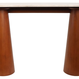 Waris Travertine and Brown Mango Wood Console Table