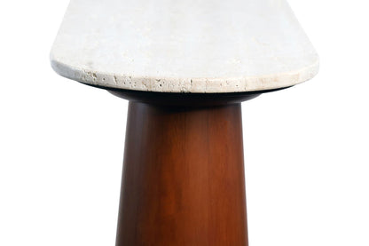 Mango Brown Finish Wood Travertine Top Console Table | Waris