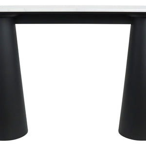 Waris White Marble and Black Mango Wood Console Table