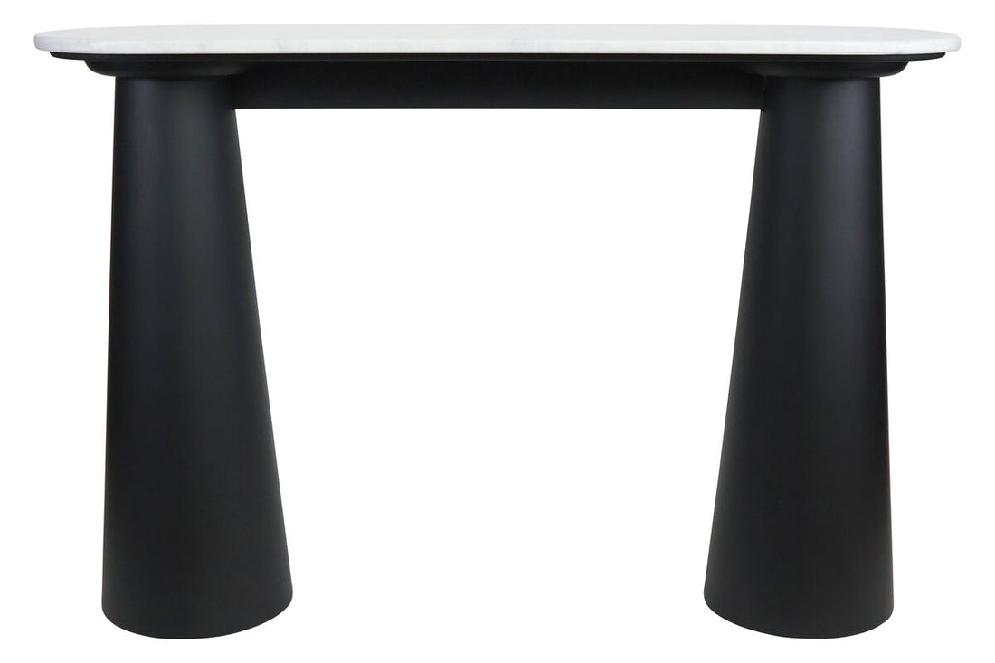 Mango Black Finish Wood White Marble Top Console Table | Waris