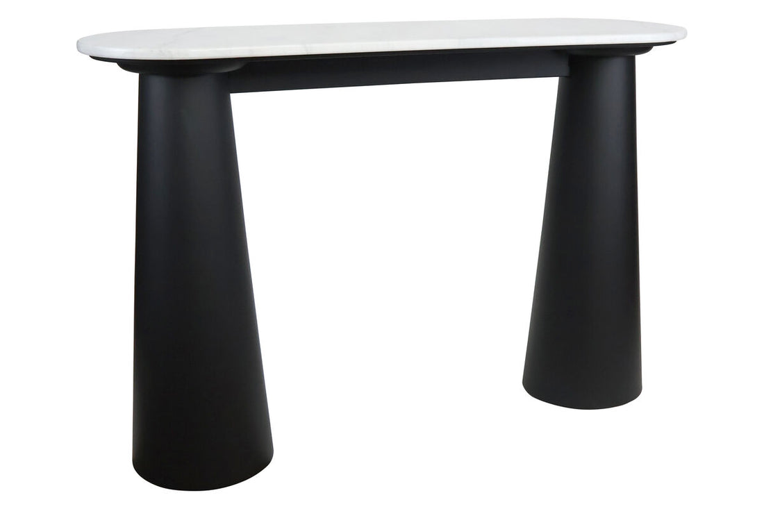 Mango Black Finish Wood White Marble Top Console Table | Waris
