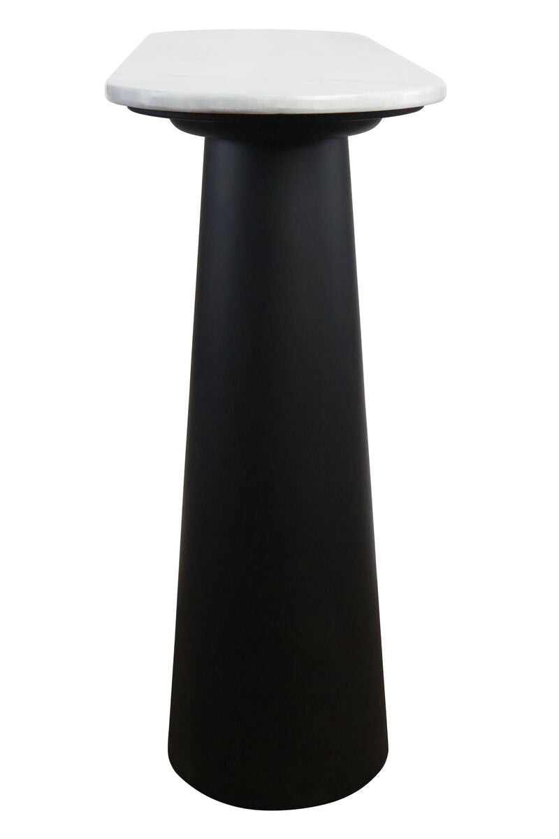 Mango Black Finish Wood White Marble Top Console Table | Waris