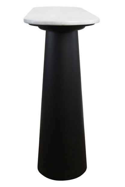 Mango Black Finish Wood White Marble Top Console Table | Waris