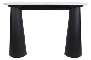 Mango Black Finish Wood White Marble Top Console Table | Waris