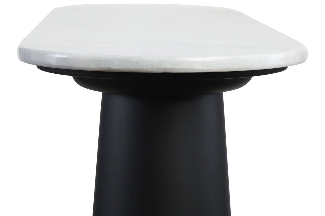 Mango Black Finish Wood White Marble Top Console Table | Waris