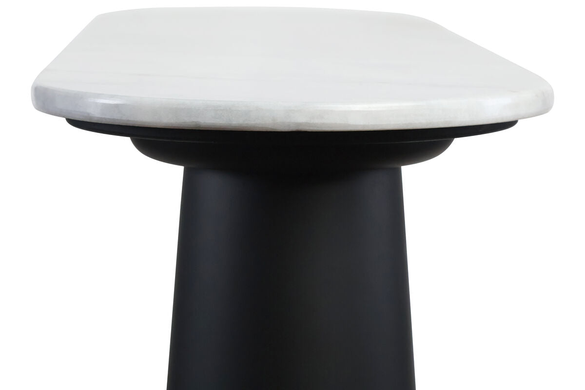 Mango Black Finish Wood White Marble Top Console Table | Waris