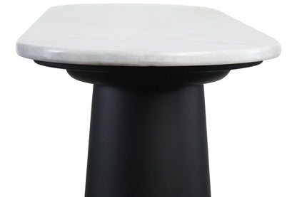 Mango Black Finish Wood White Marble Top Console Table | Waris