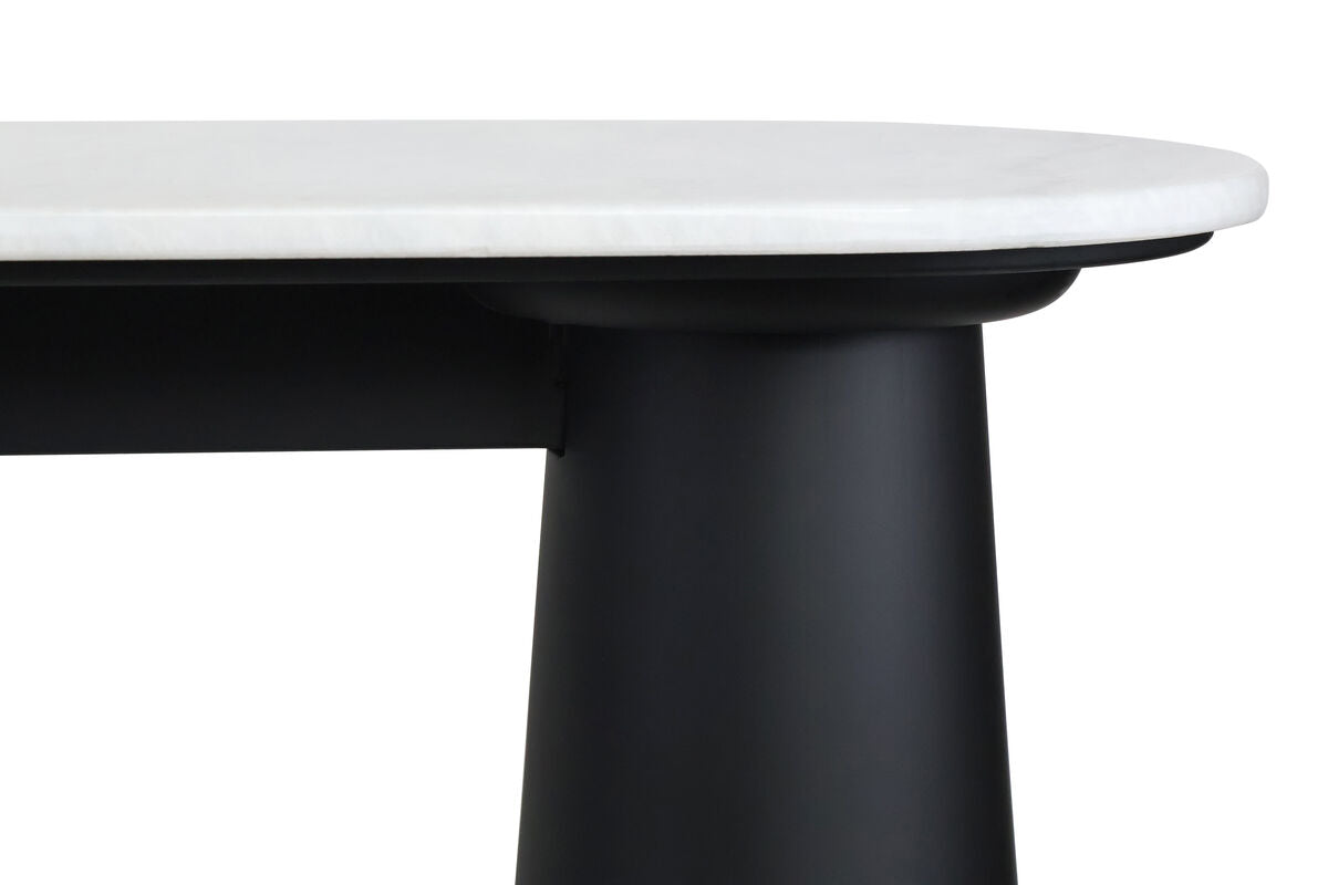 Mango Black Finish Wood White Marble Top Console Table | Waris