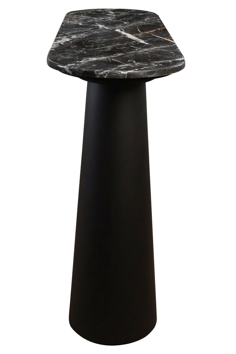 Mango Black Finish Wood Black and White Marble Top Console Table | Waris