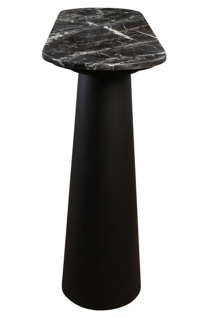Mango Black Finish Wood Black and White Marble Top Console Table | Waris