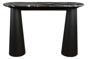 Mango Black Finish Wood Black and White Marble Top Console Table | Waris