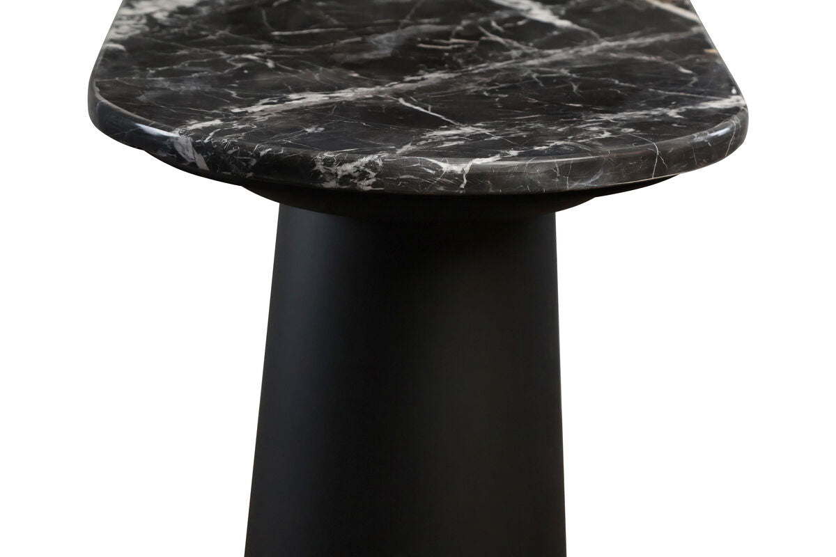 Mango Black Finish Wood Black and White Marble Top Console Table | Waris