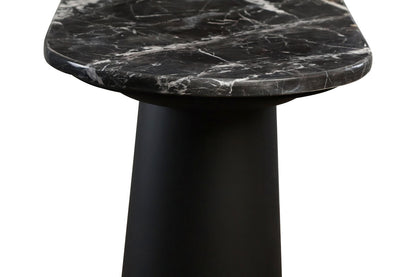 Mango Black Finish Wood Black and White Marble Top Console Table | Waris