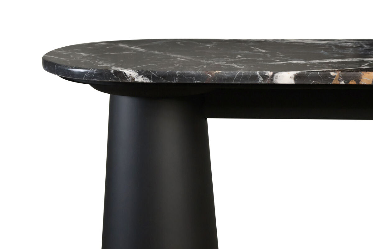 Mango Black Finish Wood Black and White Marble Top Console Table | Waris