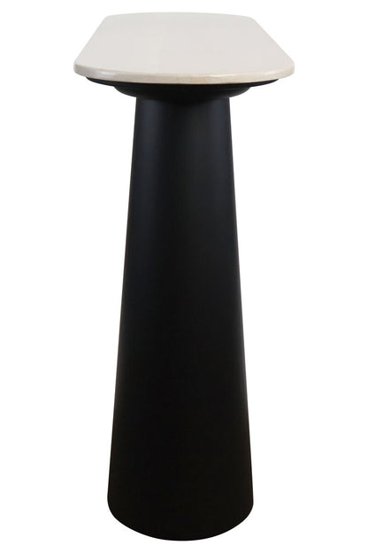Mango Black Finish Wood Cream Marble Top Console Table | Waris