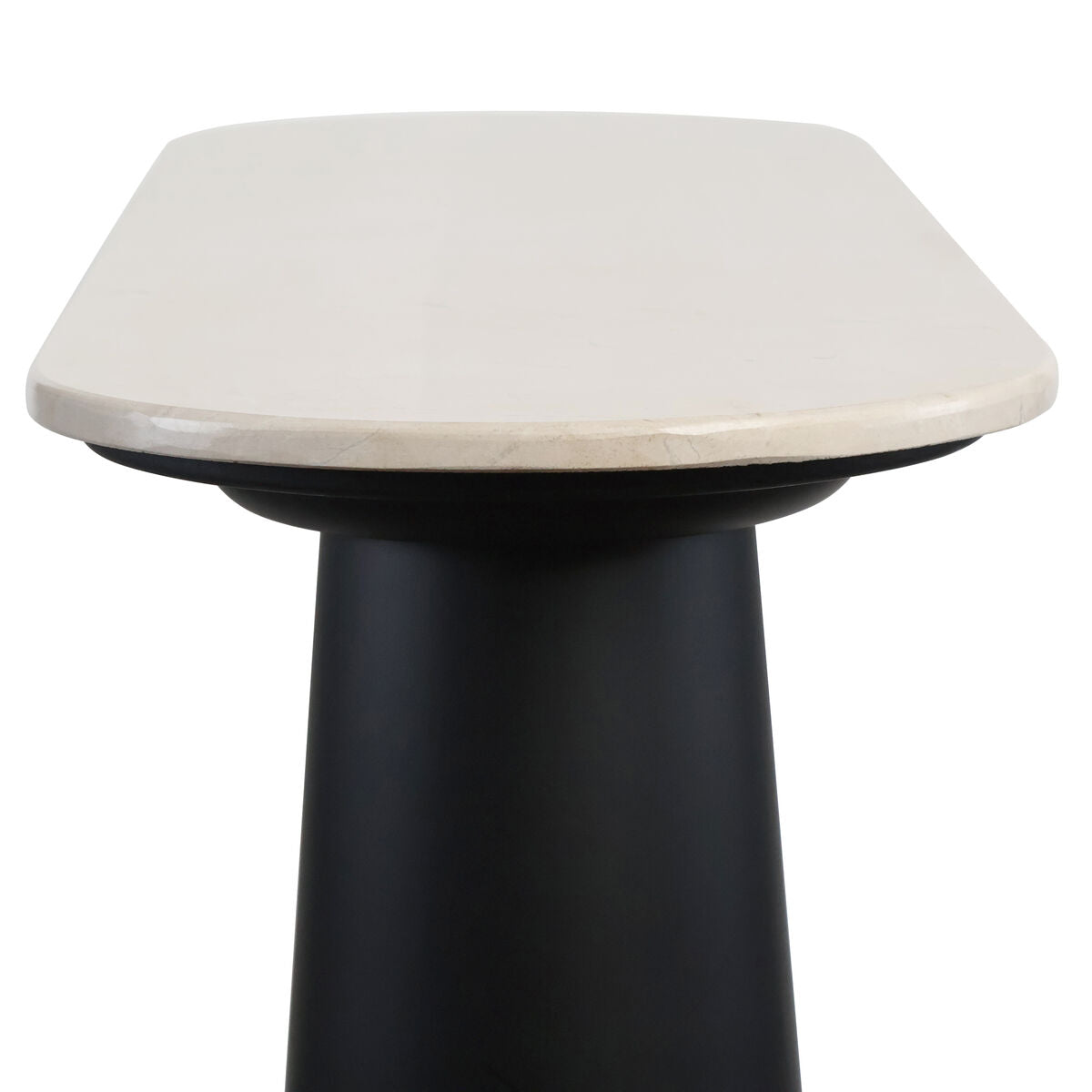 Mango Black Finish Wood Cream Marble Top Console Table | Waris