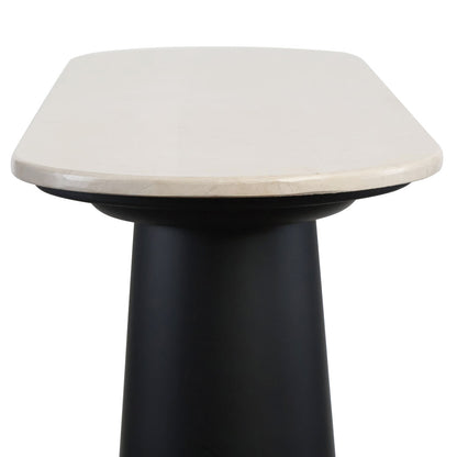 Mango Black Finish Wood Cream Marble Top Console Table | Waris