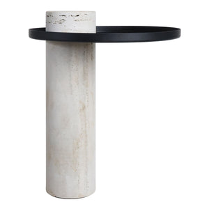 Metal Top Travertine Base Side Table | Mahon