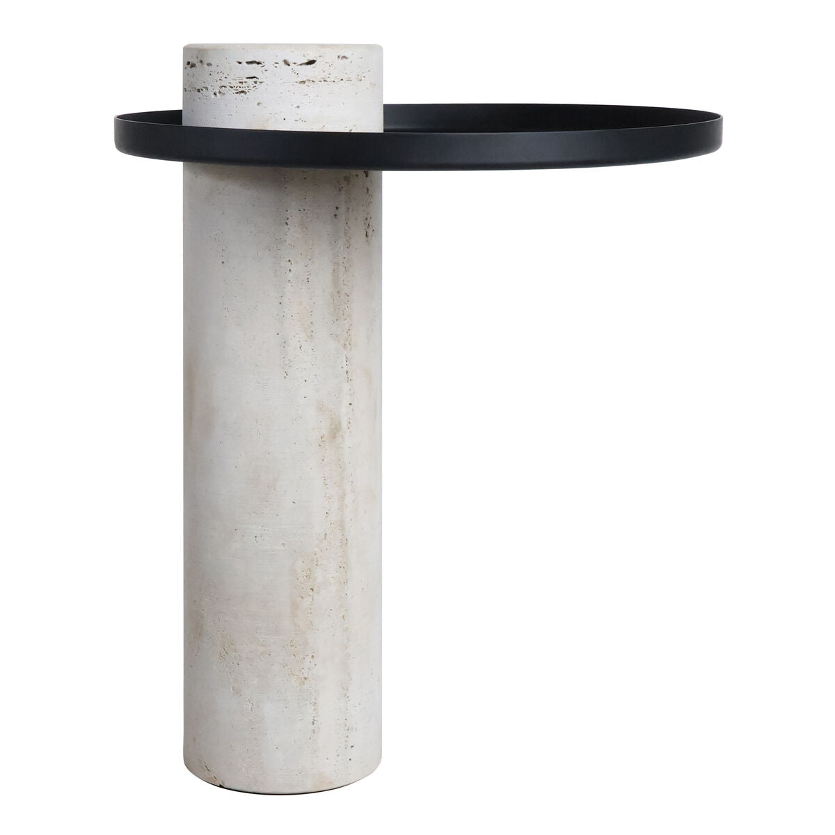 Metal Top Travertine Base Side Table | Mahon