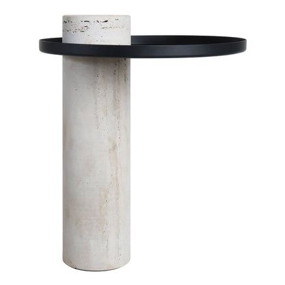 Metal Top Travertine Base Side Table | Mahon
