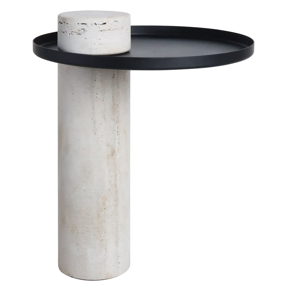 Metal Top Travertine Base Side Table | Mahon
