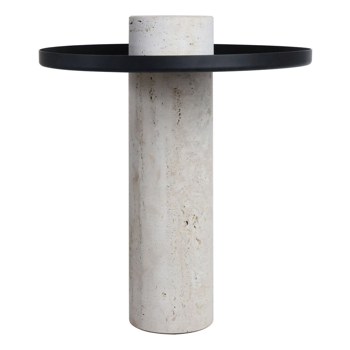 Metal Top Travertine Base Side Table | Mahon