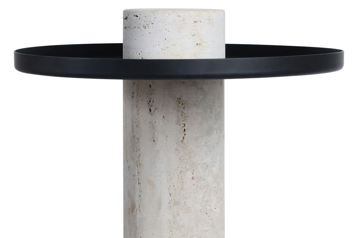 Metal Top Travertine Base Side Table | Mahon
