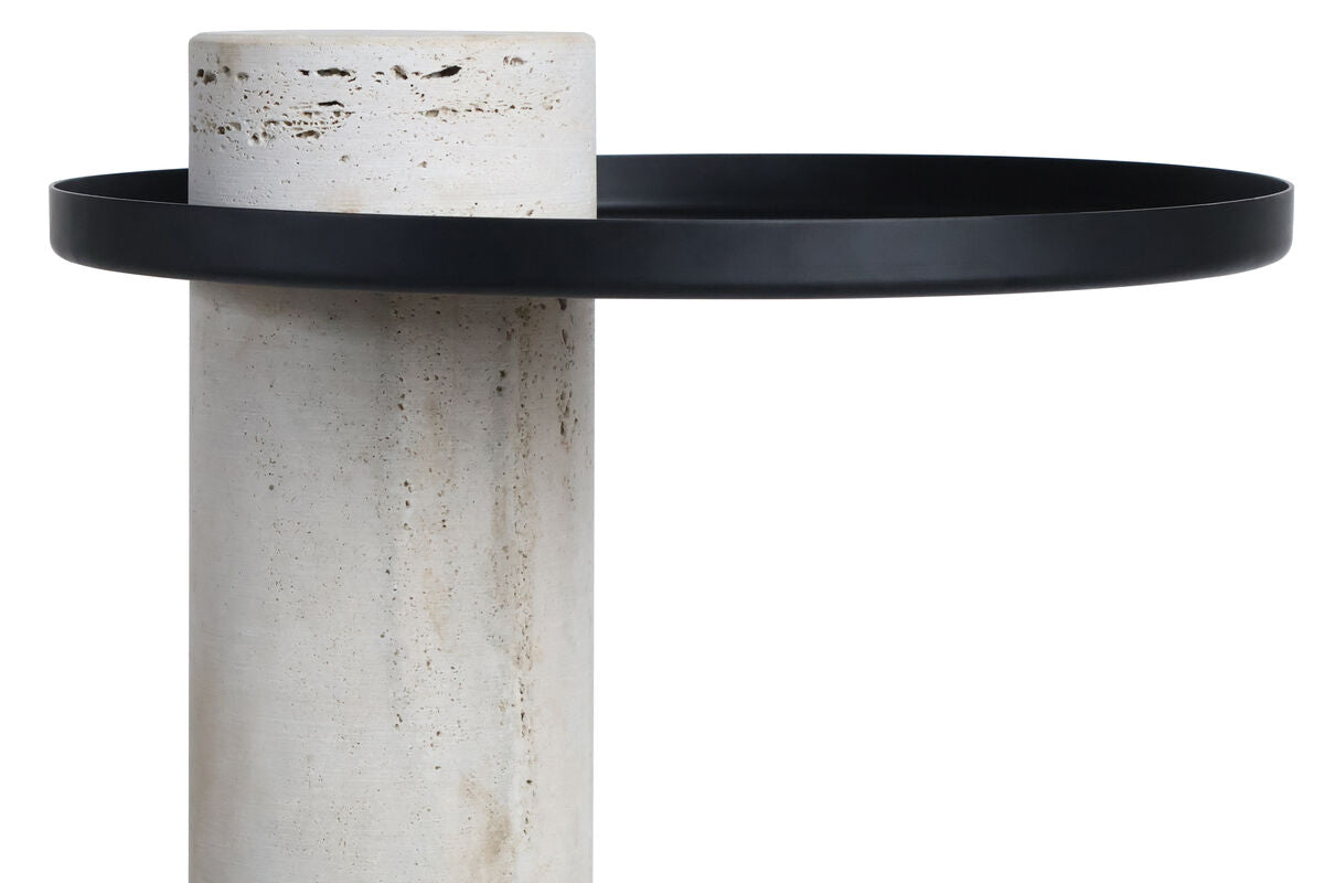 Metal Top Travertine Base Side Table | Mahon