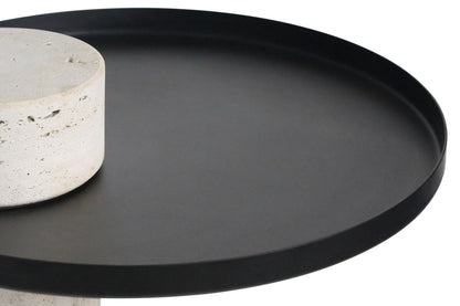 Metal Top Travertine Base Side Table | Mahon