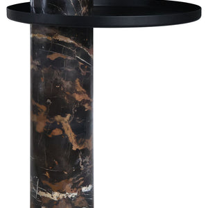 Metal Top Black and White Marble Base Side Table | Mahon
