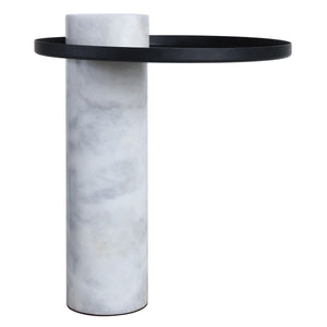 Metal Top Zirat White Marble Base Side Table | Mahon