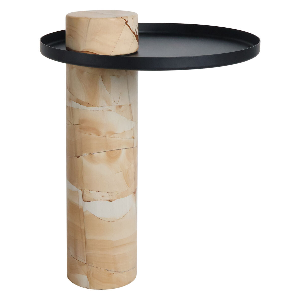 Metal Top Berma Teak Marble Base Side Table | Mahon