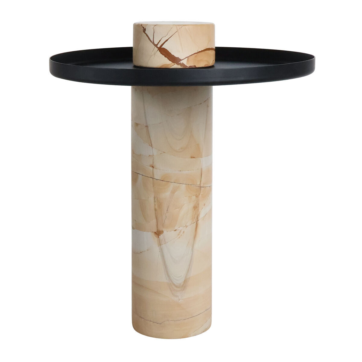 Metal Top Berma Teak Marble Base Side Table | Mahon