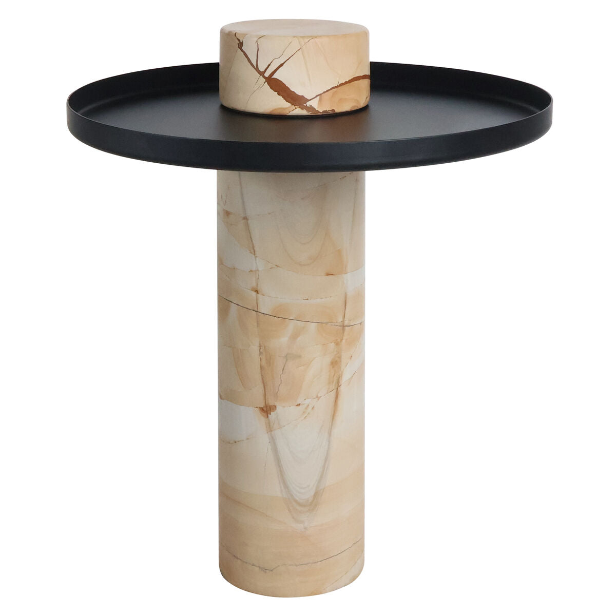 Metal Top Berma Teak Marble Base Side Table | Mahon