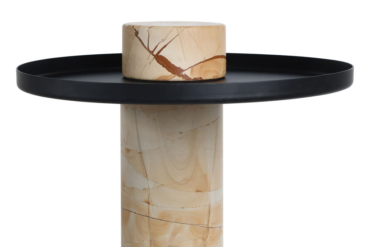 Metal Top Berma Teak Marble Base Side Table | Mahon