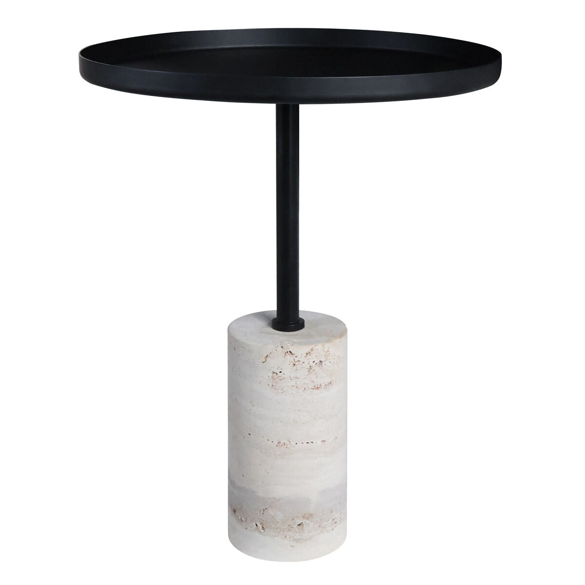 Metal Top Travertine Base Side Table | Murcia