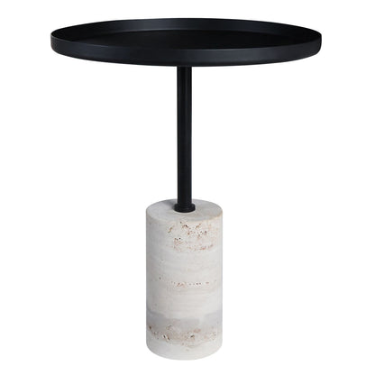 Metal Top Travertine Base Side Table | Murcia
