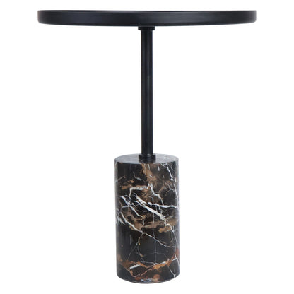 Metal Top Black and White Marble Base Side Table | Murcia