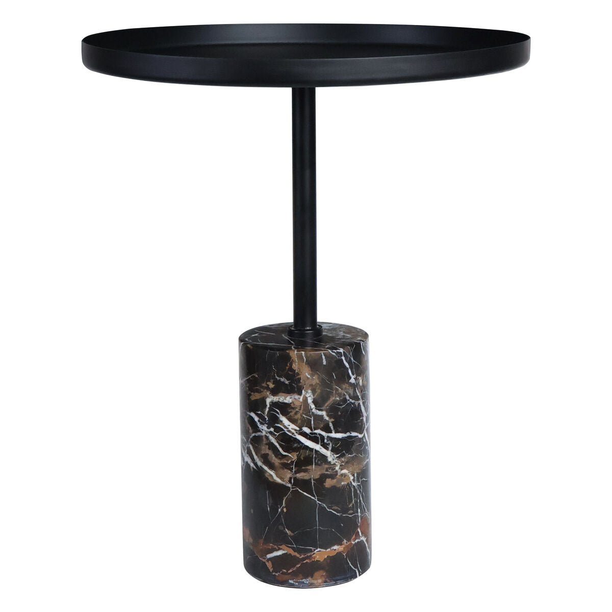 Metal Top Black and White Marble Base Side Table | Murcia