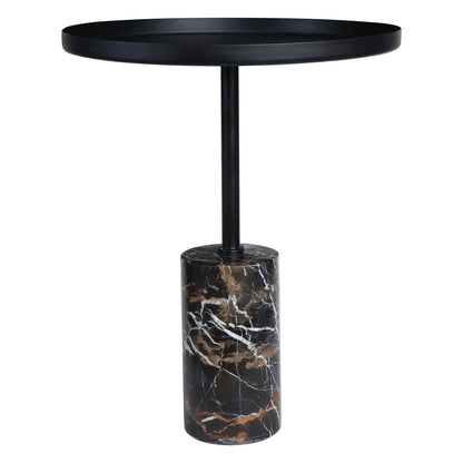 Metal Top Black and White Marble Base Side Table | Murcia